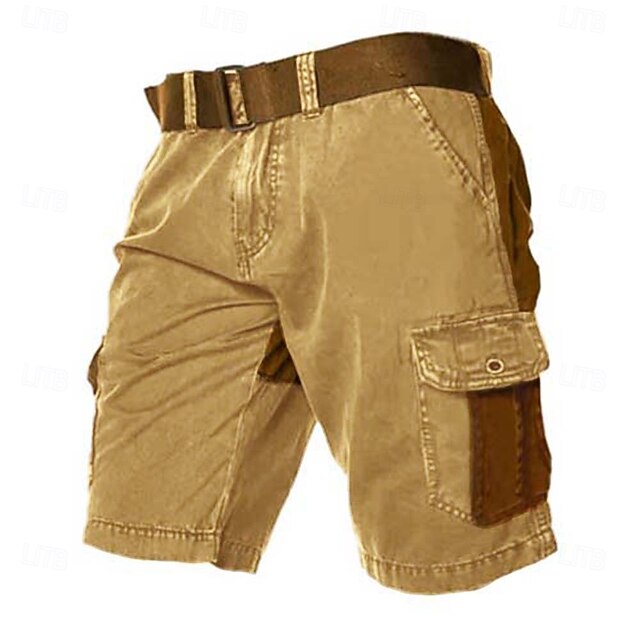 Men's Cargo Shorts Shorts Patchwork Multi Pocket Color Block Wearable Short Casual Daily Holiday Fashion Classic Black Green4