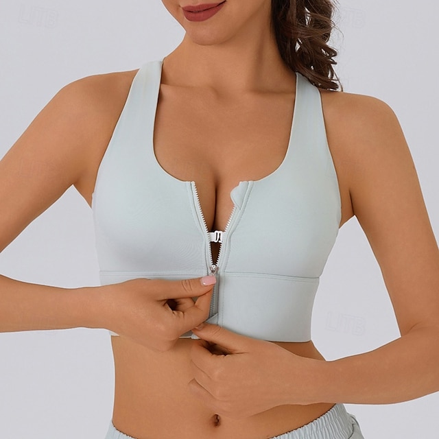  Women's Sports Bra Underwear High Supports Breathable Wireless Padded Solid / Plain Color Sport Activewear Black Blue Gym Fitness Yoga