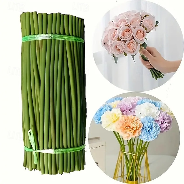  50 tiges de fleurs artificielles de 14 pouces avec noyau en fil métallique, bâtons d'artisanat en plastique pour compositions florales de bricolage, tiges de support pour faux lotus, tournesol,