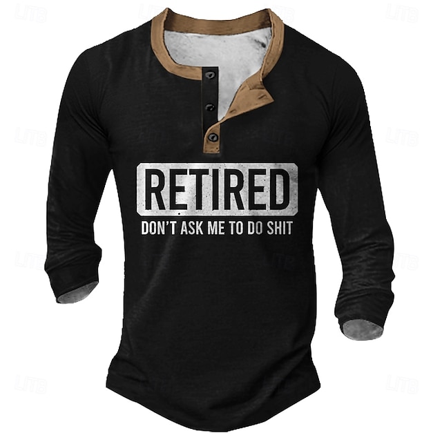  Voor heren Tekst Grappig jargon Henley-shirt Lange mouw Modieus leuke Style Dagelijks Casual Feestdagen Uitgaan Lente & Herfst Alle seizoenen Zwart Groen Bordeaux Marineblauw Henley Henley-T-shirt
