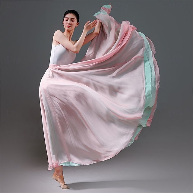  Damklänning med lyrisk älvdanskjol, dubbelsidig modern balett, swingkjolar, dansklänning för performancefotografering
