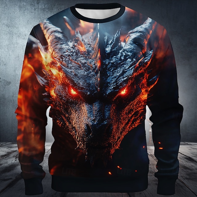  Halloween Per uomo Drago 3D Felpa Felpa con cappuccio Felpa con cappuccio Girocollo Punk Stampa 3D Vacanza Ferie Nero Rosso Girocollo 3D Tutte le stagioni progettista