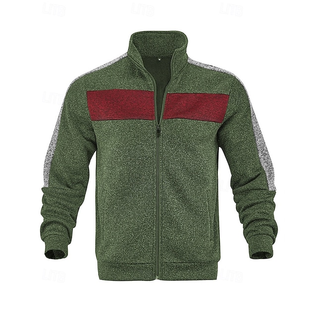  Herren Freizeitjacke Collegejacke Urlaub Täglich Atmungsaktiv Tasche Frühling Herbst Farbblock Mode Klassisch Stehkragen Regulär Schwarz Rote Grün Hellgrau Dunkelgray Jacken