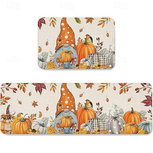  halloween &Thanksgiving sklisikker kjøkkenmatte - flekkbestandig krystallfløyelsteppe til badet &døråpning