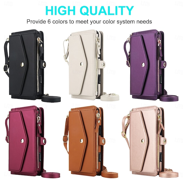  telefon Kılıf Na iPhone 16 15 14 Pro Max Plus iPhone 16e iPhone’a 13 Pro Max . iPhone 13 Mini Etui na karty portfela ze smyczą Obsługa ładowania bezprzewodowego Gniazdo karty Retro TPU Skóra PU