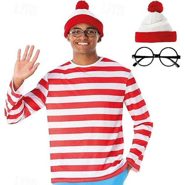  Hol van Wally Szerepjáték Jelmezek Felszerelések Mesekönyv karakterek Alkalmi Filmsztár jelmez for Férfi Felnőttek Mindszentek napja Farsang A könyv világnapja Teljesítmény Oktató öltöztetős Iskolai