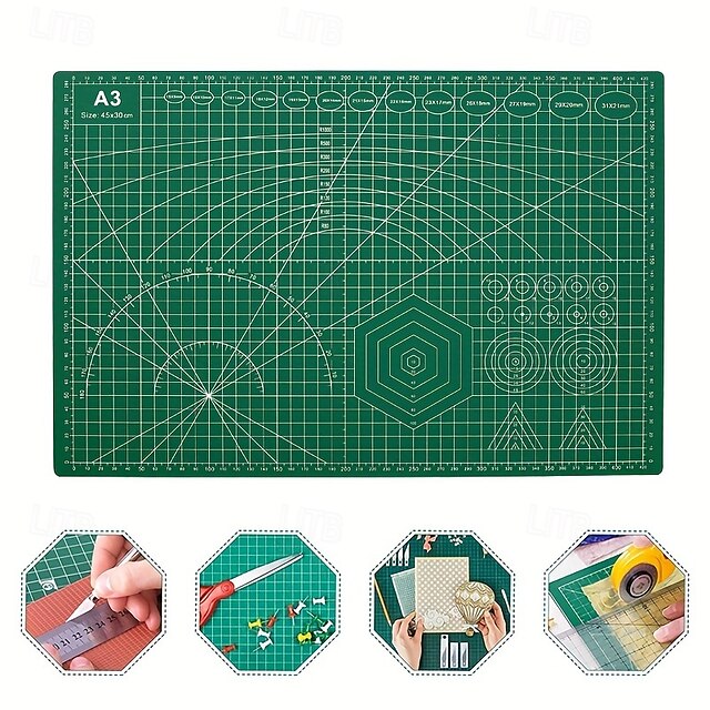  1 stuk 5-laags A3 zelfherstellende roterende snijmat, dubbelzijdig, voor knutselen, naaien, knutselen, hobby's, stoffen, precisie, scrapbooking, projecten