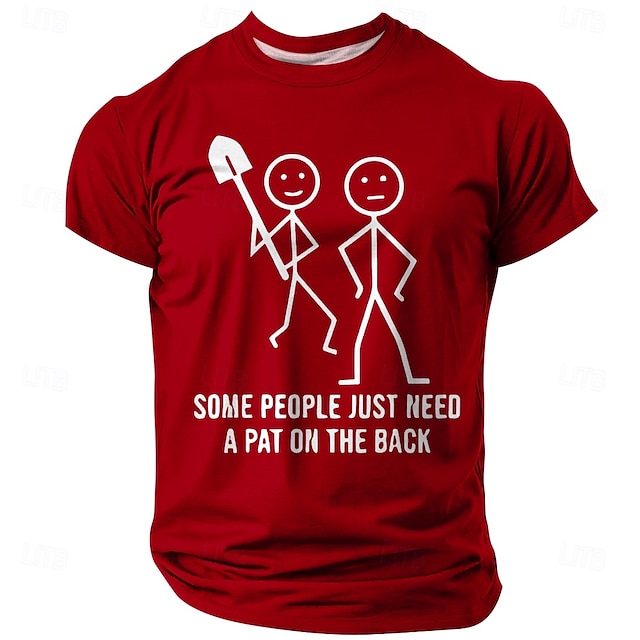  Men's Some People Just Need A Pat On The Back T Shirt Short Sleeve T shirt 3D Print Crew Neck Shirt Fashion Daily Basic Street Casual Daily Black Red Blue Clothing Apparel