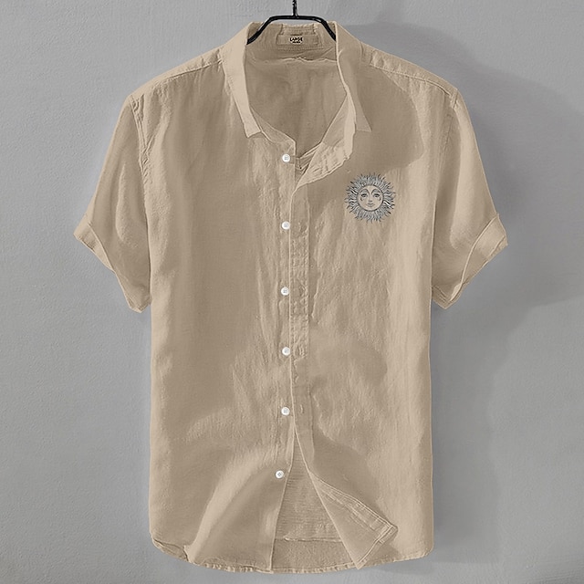  Per uomo Camicia Camicia di lino Camicia Estiva Camicia da Spiaggia Camicia con Bottoni Girasoli Vacanza Casuale Bianco Verde chiaro Rosa Blu Manica Corta Collo ripiegato Estate Abbigliamento