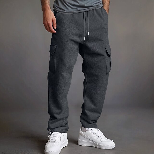  Hombre Pantalones cargo Pantalones de lana Pantalones de Deporte Persona que practica jogging Pantalones Cintura elástica Correa Multi bolsillo Color sólido Plano Resistente al Viento Al Aire Libre