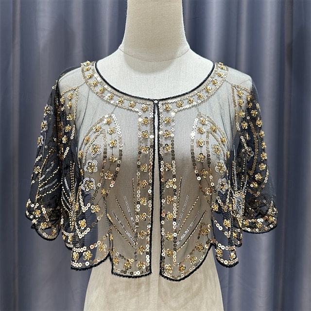  Chusty damskie Elegancja Ochrona przed słońcem Krótki rękaw Koronka Chusty ślubne Z Cekin Na Ślub Lato