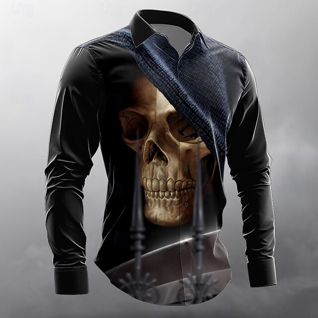 Reaper by Tom Wood Men's Skull Death Button Up Shirt Long Sleeve Designer Shirt Limited Artist Edition4