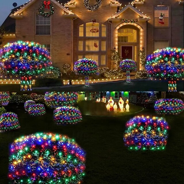  Catena luminosa a LED con rete fatata da 1,5 m*1,5 m / 1,5 m*4,5 m / 3 m*3 m / 6 m*4 m / 8 m*10 m, scelta di luci flessibili per le vacanze, illuminazione colorata per Natale, luci decorative per