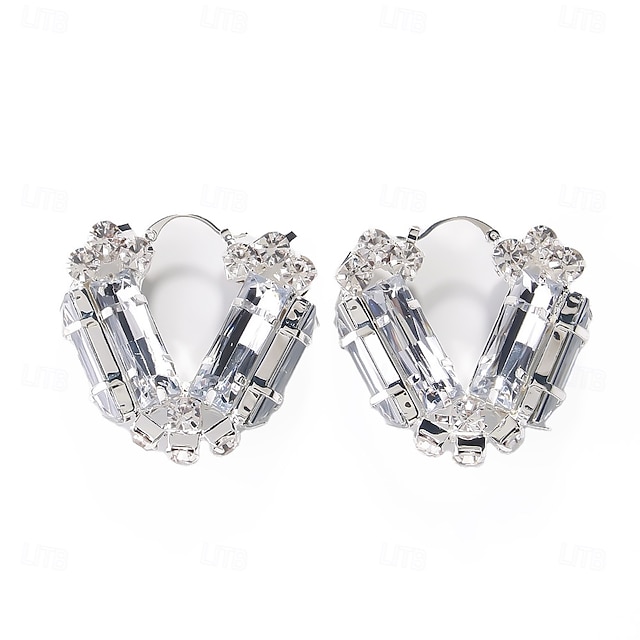  Dames Ring oorbellen meetkundig Kostbaar Modieus Eenvoudig Gesimuleerde diamant oorbellen Sieraden Zilver Voor Bruiloft Feest Werk Dagelijks 1 paar