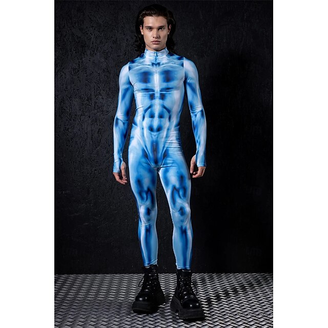 Muscle Halloween Bodysuit Full Body Catsuit Scary Costume Adults' Men's Halloween Carnival Day of the Dead Performance Party Club Easy Halloween Costumes Dress Up4