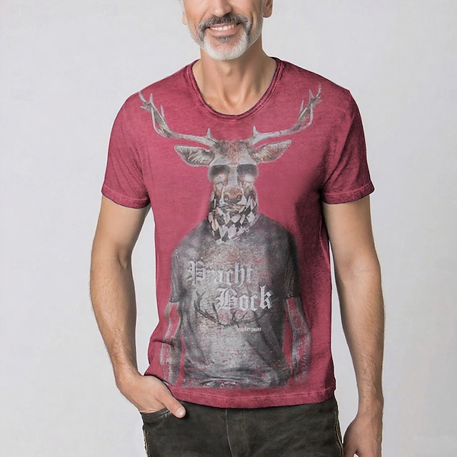  Oktoberfest Veado Japonesa/Curta Combinação de camisetas Lederhosen Bávaro Munique Alemão Arte Gráfica Para Homens Adulto Carnaval Cerveja Oktoberfest Impressão 3D Festa
