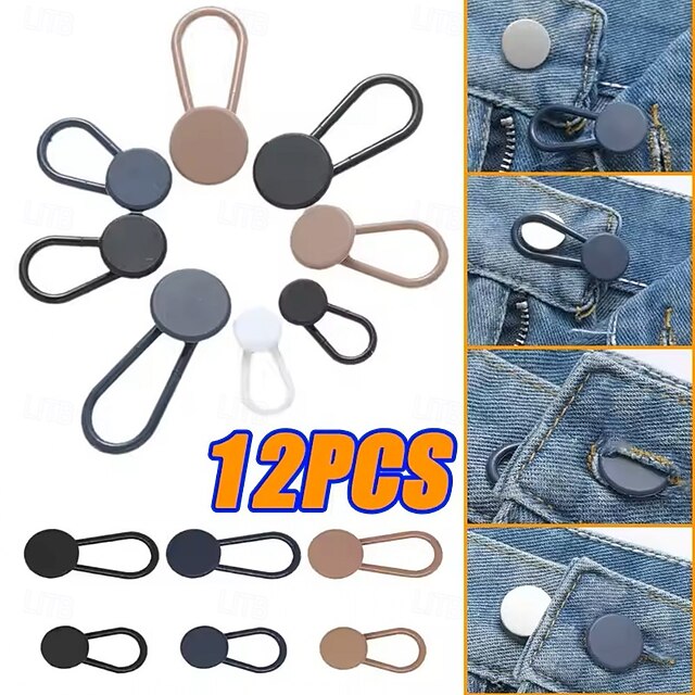  12 extensores de botão de jeans ajustáveis, ampliadores de botão de cós para homens e mulheres, acessórios de extensão de cintura de calças