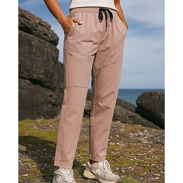 Women's Cargo Pants Hiking Pants Trousers Hiking Rain Pants Outdoor Regular Fit Waterproof Windproof Bottoms Drawstring Pocket Elastic Waist Pink Camping / Hiking Running S M L XL XXL4