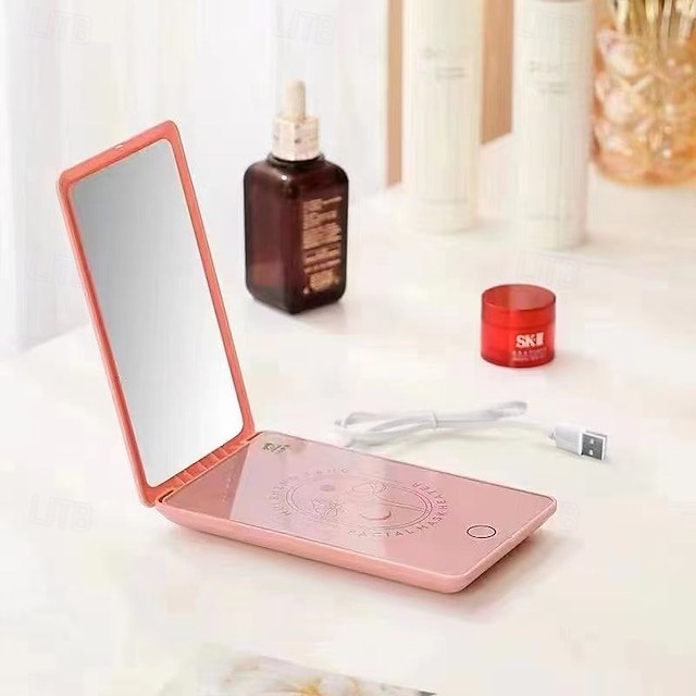  جهاز تدفئة قناع الوجه USB مع مرآة مكياج قابلة للطي، وسادة منشفة وجه ساخنة محمولة، جهاز تدفئة منشفة رطبة لسطح المكتب للعناية بالبشرة والاستخدام في السكن الجامعي والسفر، جهاز مرافق لقناع الوجه