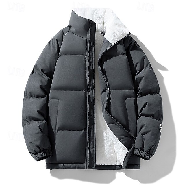 Per uomo Giacca in Pile Giacca imbottita Giacca invernale Inverno All'aperto Patchwork Calore Termico Top Grigio scuro Nero Bianco Caffè