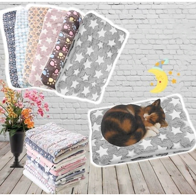Cat Blankets for Indoor Cats, Ultra Soft Pet Blanket for Bed Mat, Heated Cat Beds, Premium Flannel Cloth Self-Warming Pet Cushion Pad for Cats Dogs, Cozy Calming Cat Blanket 18