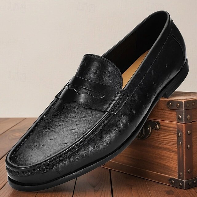  Schwarze Pennyloafer aus echtem Leder für Herren – zeitlose Slip-On-Business-Schuhe für reife Herren, fürs Büro und formelle Alltagsoutfits