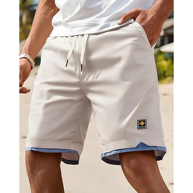  Per uomo Shorts Pantaloncini Estivi Pantaloncini casual Tasca Elastico in vita Coulisse Semplice Comodità Traspirante Corto All'aperto Vacanza Canotta sportiva Casual Nero Blu