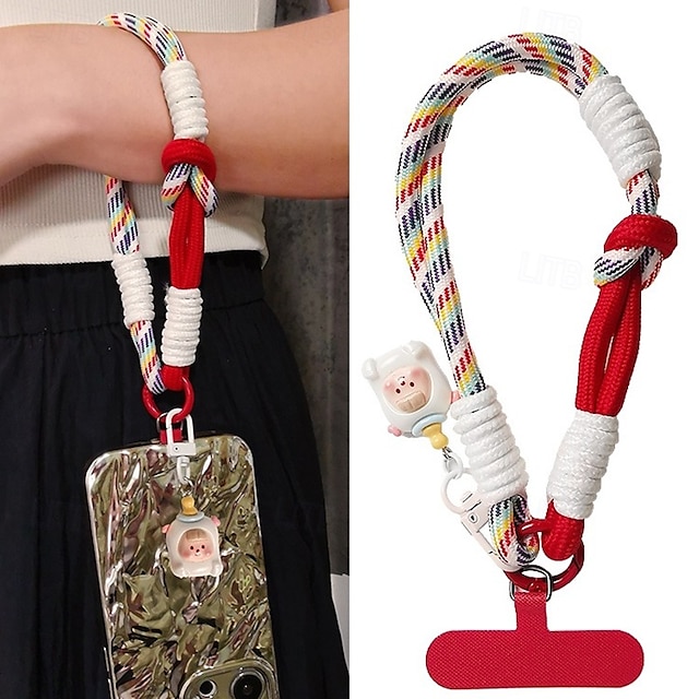  Phone Case For Lanyards Universal with Wrist Strap Cartoon Color Gradient Geometric Pattern Polyester