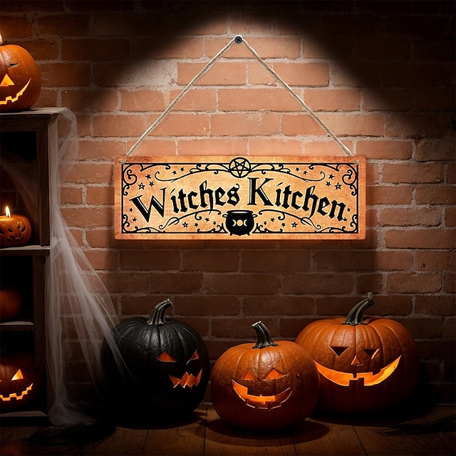  ハロウィーンの木製吊り下げ看板、屋内と屋外のハロウィーンパーティーの装飾のための不気味な雰囲気の壁とドアの装飾
