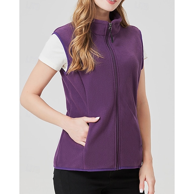  Naisten Fleece-liivi Lämpöliivi Hihaton Liivi Ulko- Pidä lämpimänä Talvi Vetoketju Tasku Polyesteri Musta Vaalea purppura Purppura Metsästys Kalastus Kiipeily