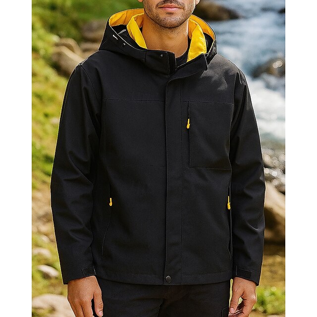  Homens Jaqueta de Trilha Jaqueta Hardshell Ao ar livre Térmico / Quente Prova-de-Água A Prova de Vento Leve Blusas Preto Cáqui Azul Escuro