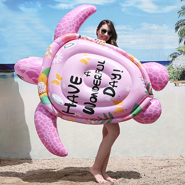 Inflatable Turtle Raft 1pc Inflatable Simulation Giant Turtle Float PVC Thickened Material for ...