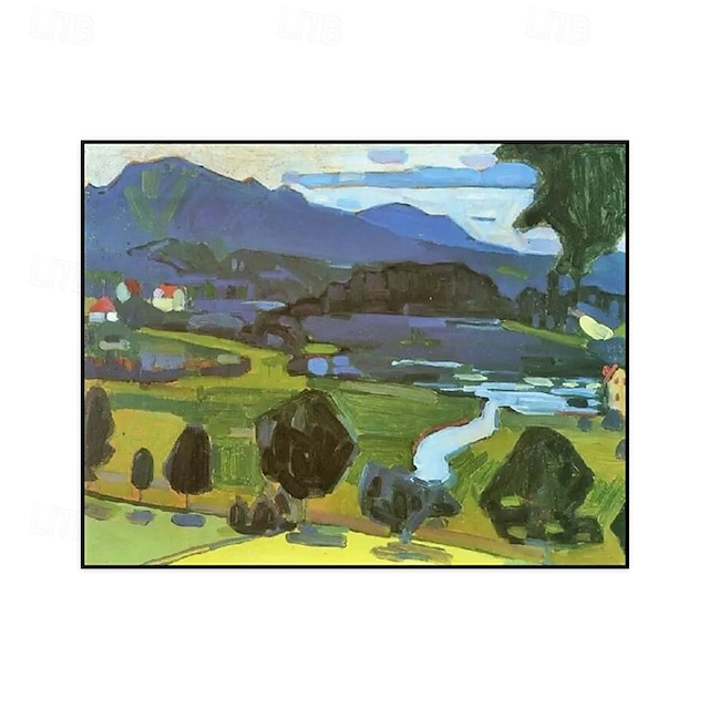  handgefertigtes Ölgemälde auf Leinwand, Wandkunst, Dekoration, berühmte abstrakte Landschaft von Wassily Kandinsky für die Inneneinrichtung, gerolltes, rahmenloses, ungedehntes Gemälde