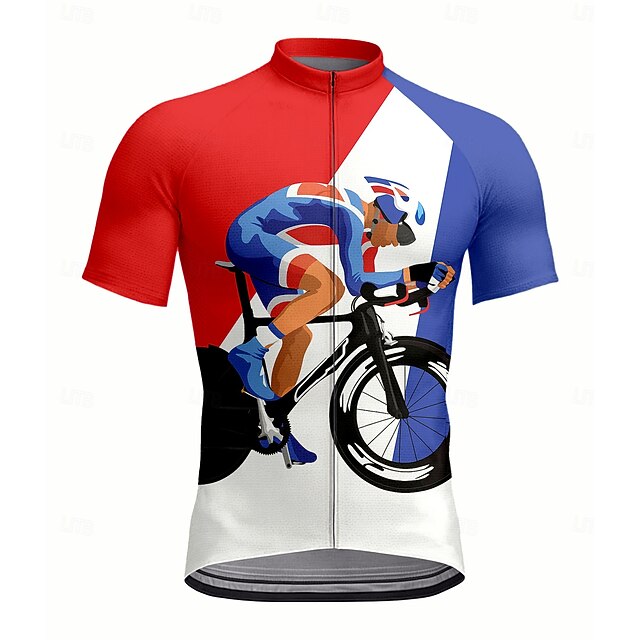  Муж. Велокофты Графика Геометрический принт С короткими рукавами Велоспорт Джерси Верхняя часть с 3 задними карманами Устойчивость к УФ Быстровысыхающий Передняя молния Со светоотражающими полосками