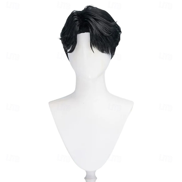  Película anime Kpop Demon Hunters cosplay Jinu peluca corta cabello negro Saja Boys