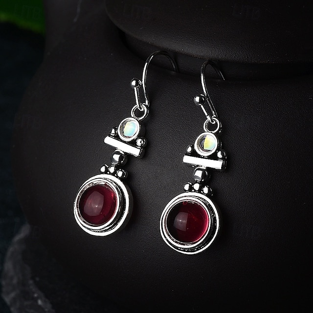  Femmes Boucles d'oreilles Tropical Joie Élégant Des boucles d'oreilles Bijoux Rouge Bordeaux Pour Soirée