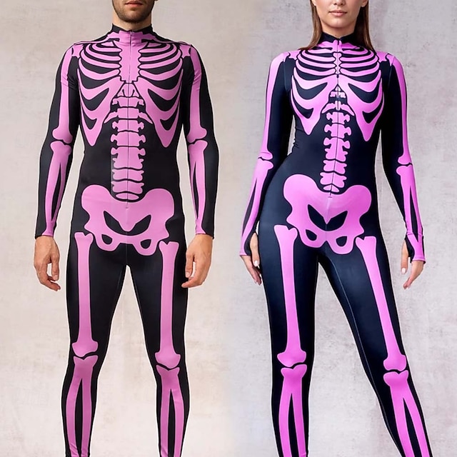  Totenkopf Skelett Bodysuit Halloween Gruppenkostüme Paarkostüme Ganzkörper-Catsuit Gruselkostüm Herren Damen Jungen Kinder Erwachsene Performance Party Club Halloween Karneval Tag der Toten einfach