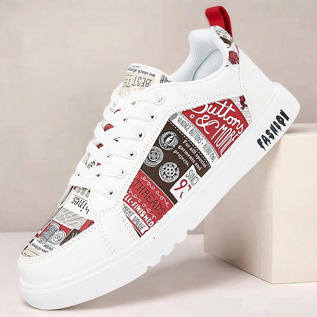  Homme Basket Marche Occasionnel Cuir PU Confortable Antidérapant Respirant À lacets Blanc + Noir Blanc / Jaune Rose / Blanc Été Printemps