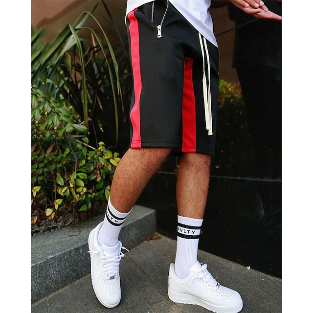  Homens calções atléticos Shorts de moletom Calção Shorts de verão Bolsos Cintura elástica Com Cordão Bloco de cor Conforto Respirável Curto Ao ar livre Esportes Clássico Casual Preto Amarelo