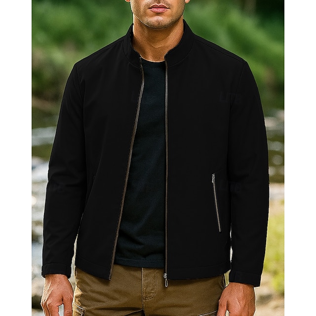  Men's Windbreaker Hiking Jacket rain coat Outdoor Thermal Waterproof Windproof Lightweight Hiking Outfits Hiking Clothes Spring Autumn / Fall Top Camping / Hiking / Caving Running Black Khaki Dark