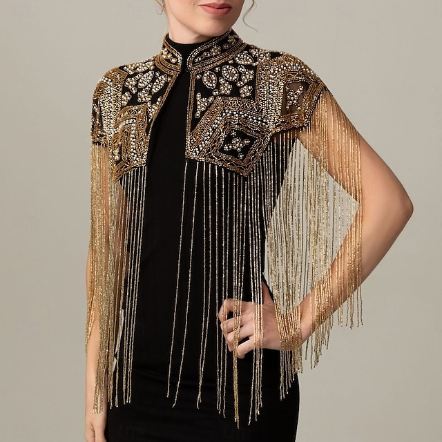  Retro Vintage Goldene Zwanziger 1920er Umhang Schals Der große Gatsby Flapper-Mädchen Pailletten Fransen Damen Weihnachten Halloween Karneval Hochzeit Abendgesellschaft Maskerade Erwachsene
