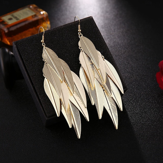  Drop Earrings Classic Leaf Earrings Jewelry Silver / Gold For Party Work Gift Prom Festival