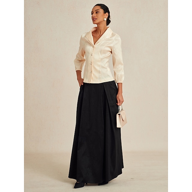  Mulheres Blusa Tops elegantes Tops de noite Elegante à moda Trabalho Decote V Convidado do casamento Trabalho Roupa de Trabalho Bege Primavera Outono Inverno