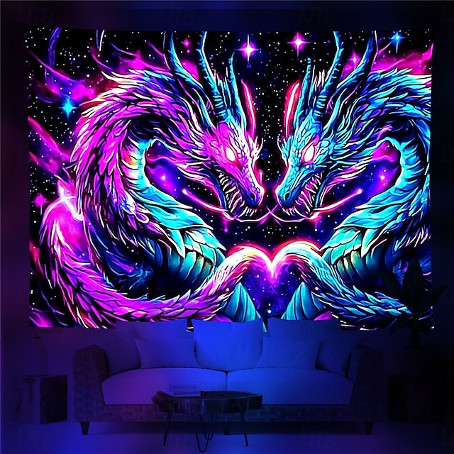  Blacklight gobelín uv reaktivní záře ve tmě záře párty strašidelné květiny trippy mlhavá příroda krajina závěsný gobelín nástěnné umění malba do obývacího pokoje ložnice
