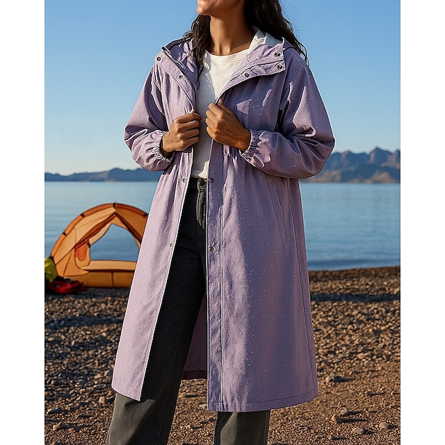  Damen Regenmantel Außen Wasserdicht Winddicht Wanderoutfits Wanderbekleidung Winter Herbst Oberteil Camping / Wandern / Höhlenforschung Laufen Einfarbig Rosa Blau Purpur