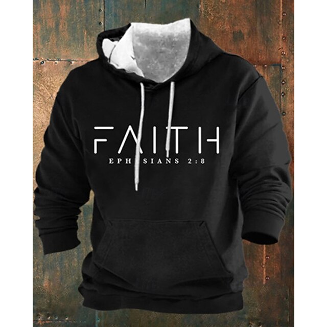 Men's Hoodie Black Gray Hooded Letter Pocket Print Sports & Outdoor Daily Holiday Polyester Streetwear Basic Casual Spring Autumn / Fall Clothing Apparel Hoodies Sweatshirts3