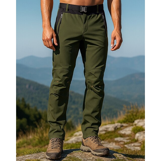 Men's Hiking Pants Trousers Hiking Rain Pants Softshell Pants Summer Outdoor Regular Fit Waterproof Windproof Bottoms Zipper Pocket Army Green Camping / Hiking Running S M L XL XXL4