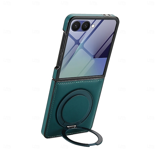  telefono Custodia Per Samsung Galaxy Z Flip 7 Z Flip 6 Z Flip 5 Z Flip 4 Z Flip 3 Copertura Posteriore Supporta la Ricarica Wireless Cavalletto Resistente agli urti Retrò TPU Pelle PU