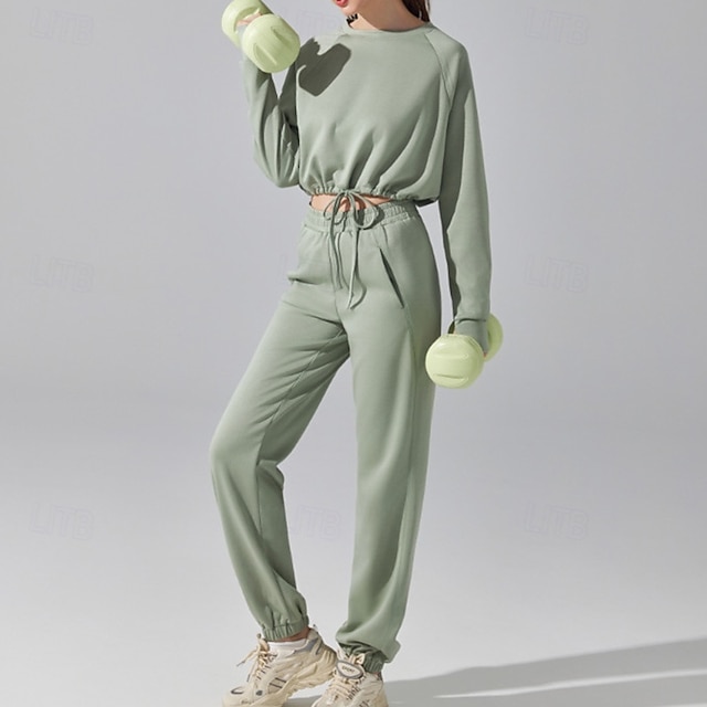  Dam Lounge-möbel Tröja med pullover Höst Snörning Ensfärgat Träningsdräkter Svart Blå Utomhus Löpning Yoga Hög midja Lättvikt Mjukhet Varm Långärmad Sport Sportkläder Lös passning