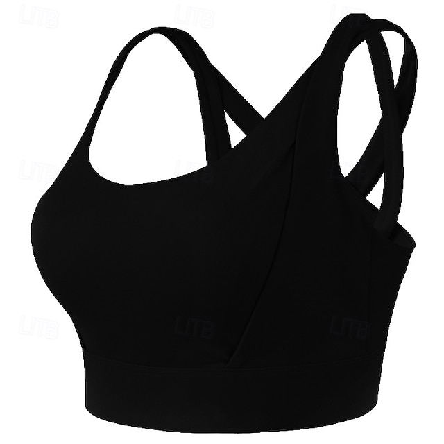  Women's Workout Tank Tops Sports Bra Underwear Quick Dry High Supports Breathable Wireless Padded Solid / Plain Color Sport Activewear Black Purple Gym Fitness Yoga